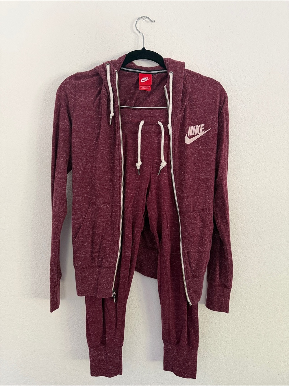 Nike Maroon Zip Hoodie and Jogger Set